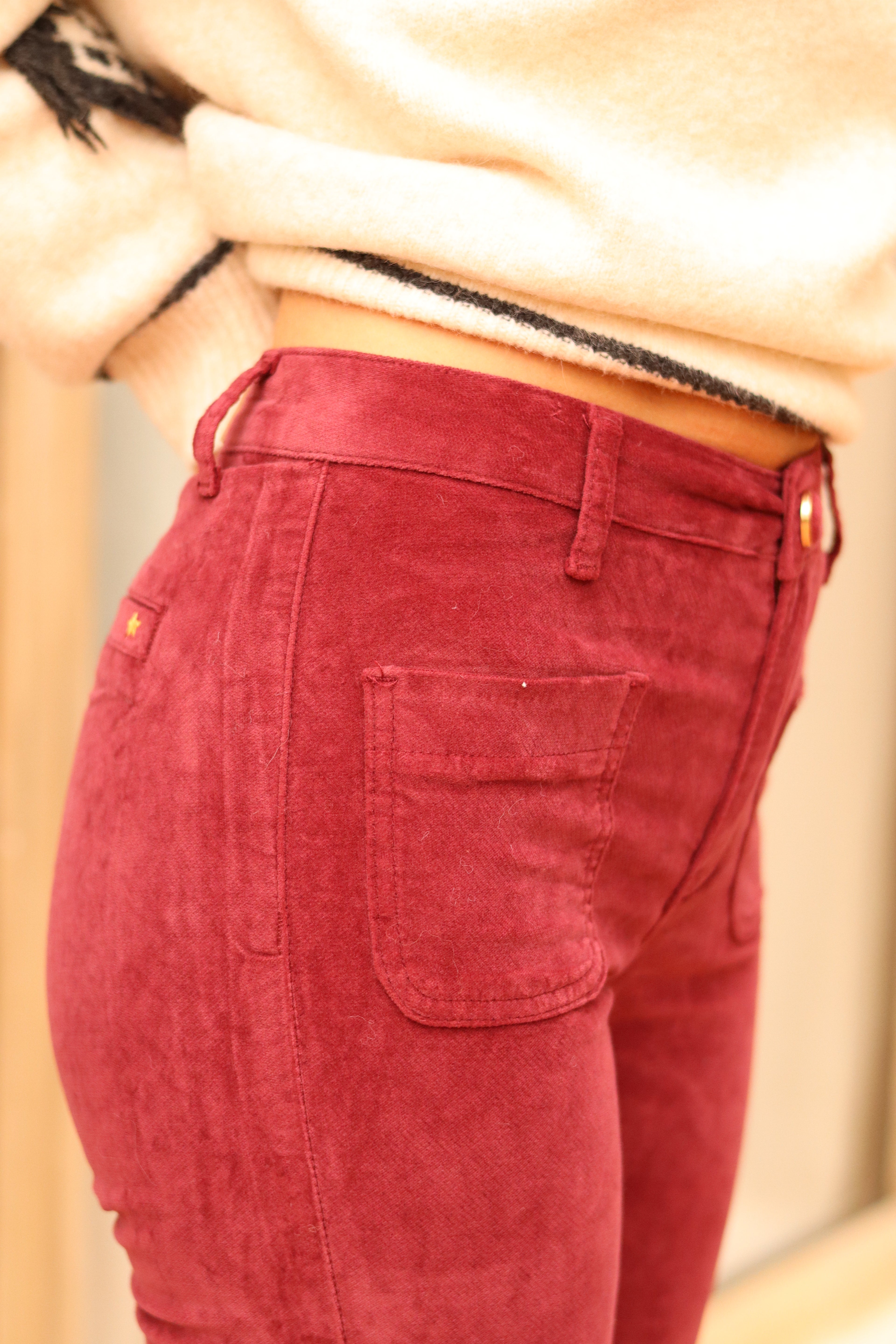 Pantalon SONNY bordeaux en velours