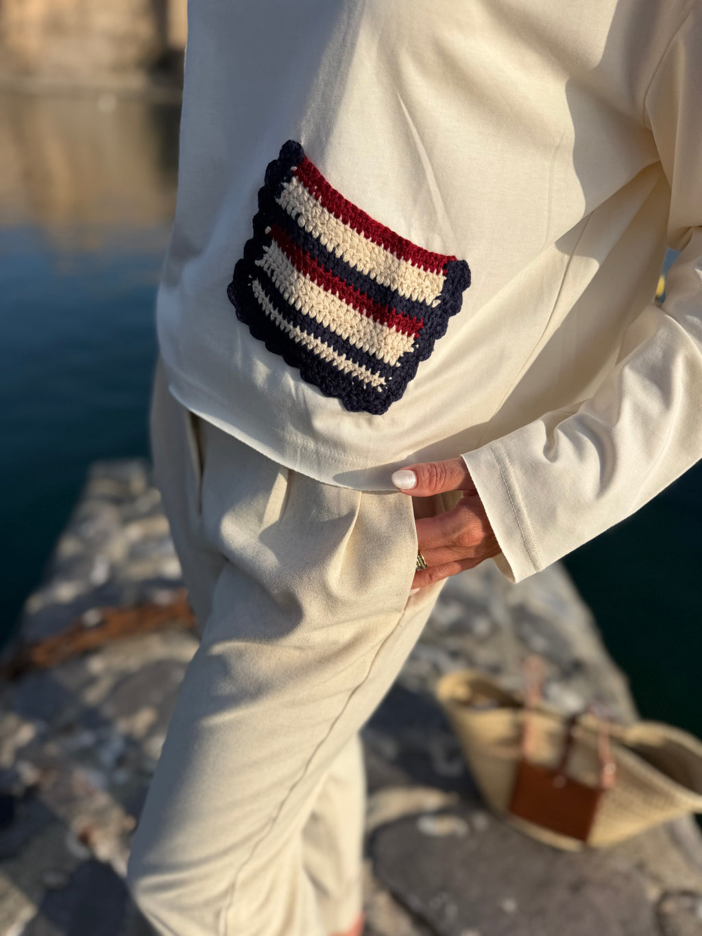 Haut LECTRA écru détails crochet