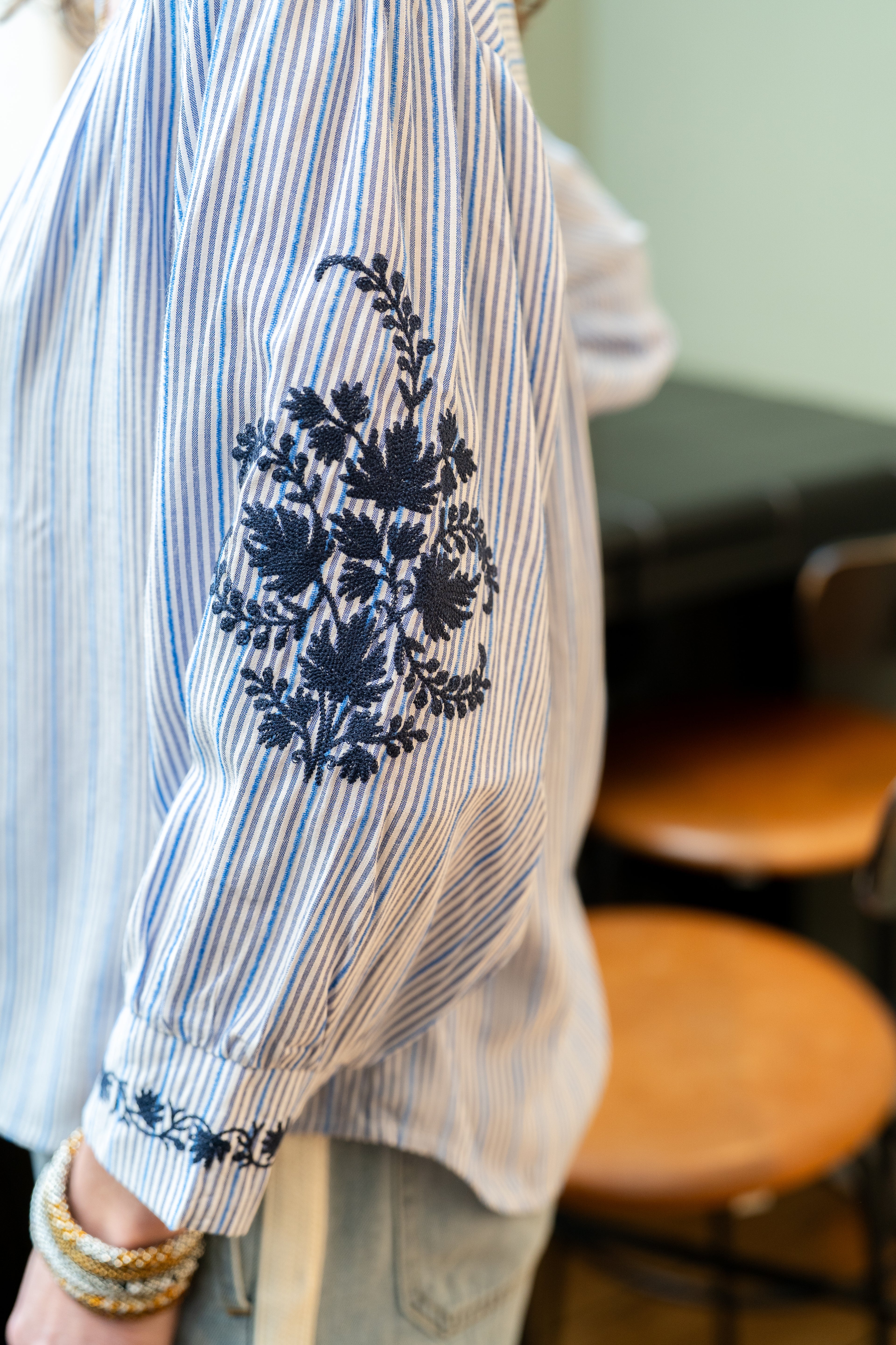 Blouse SARI à carreaux bleue
