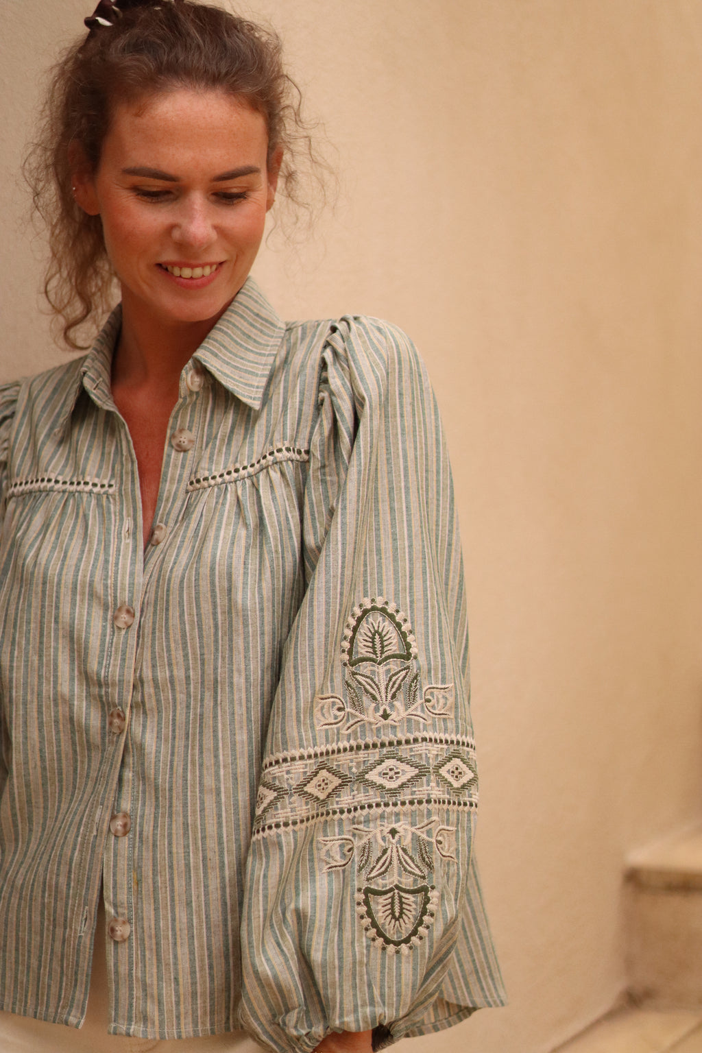 Chemise YAFFA à rayures vertes