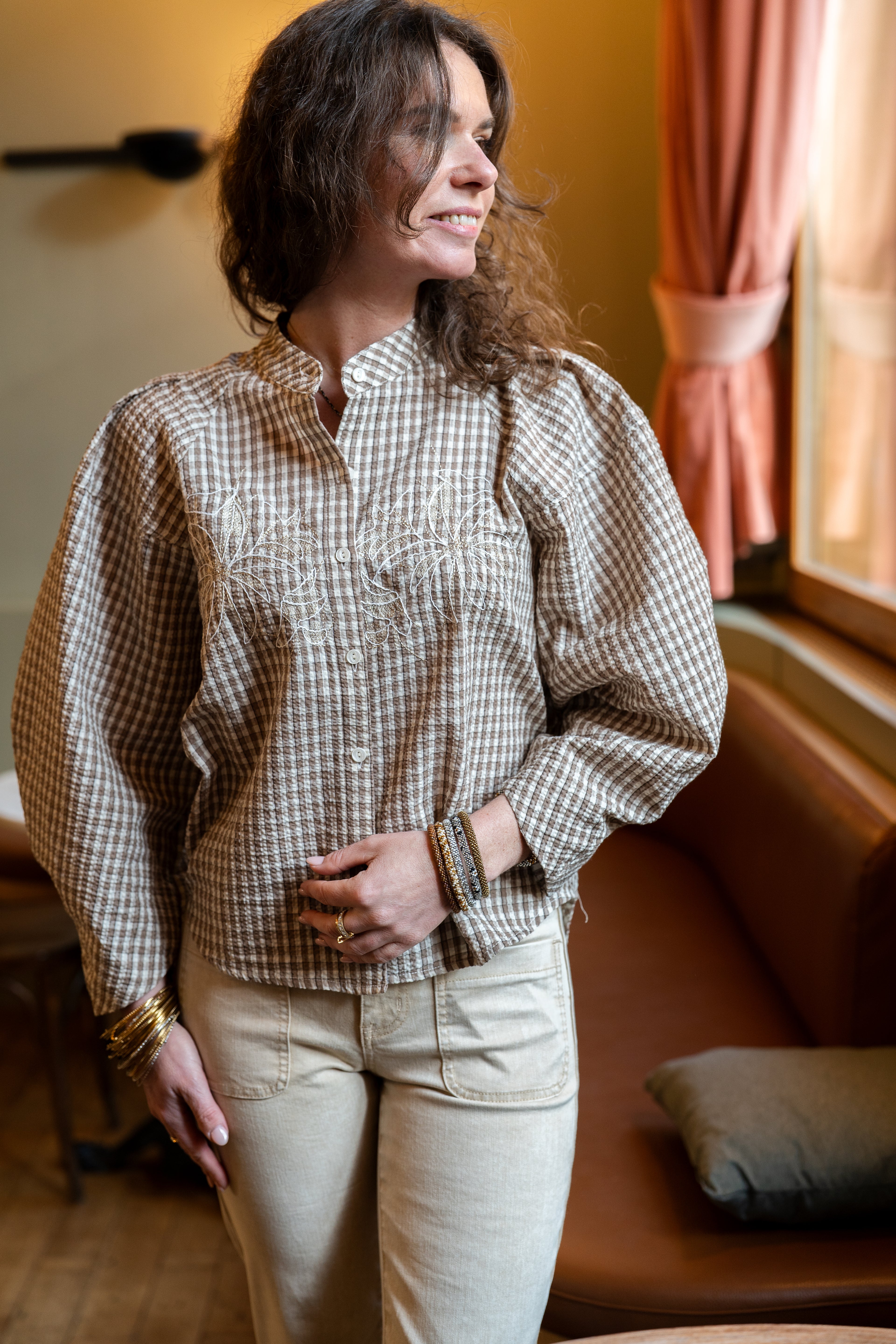 Chemise FANETTE vichy brodée