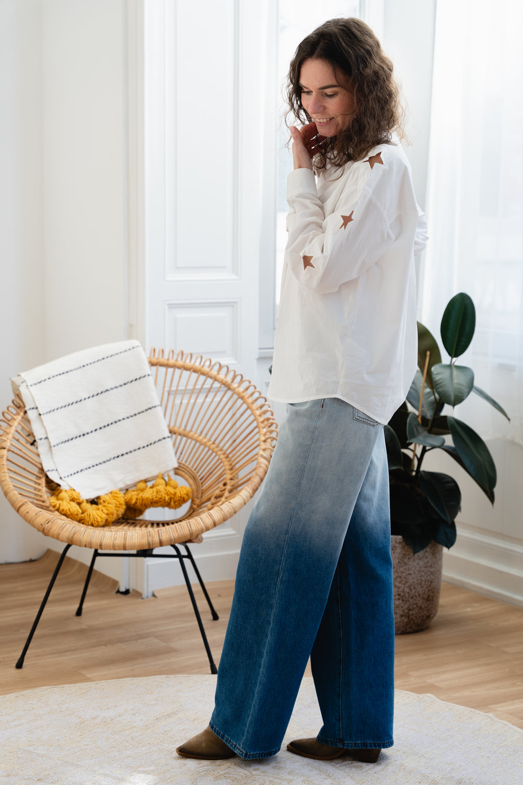 Chemise CHELSY blanches à étoiles