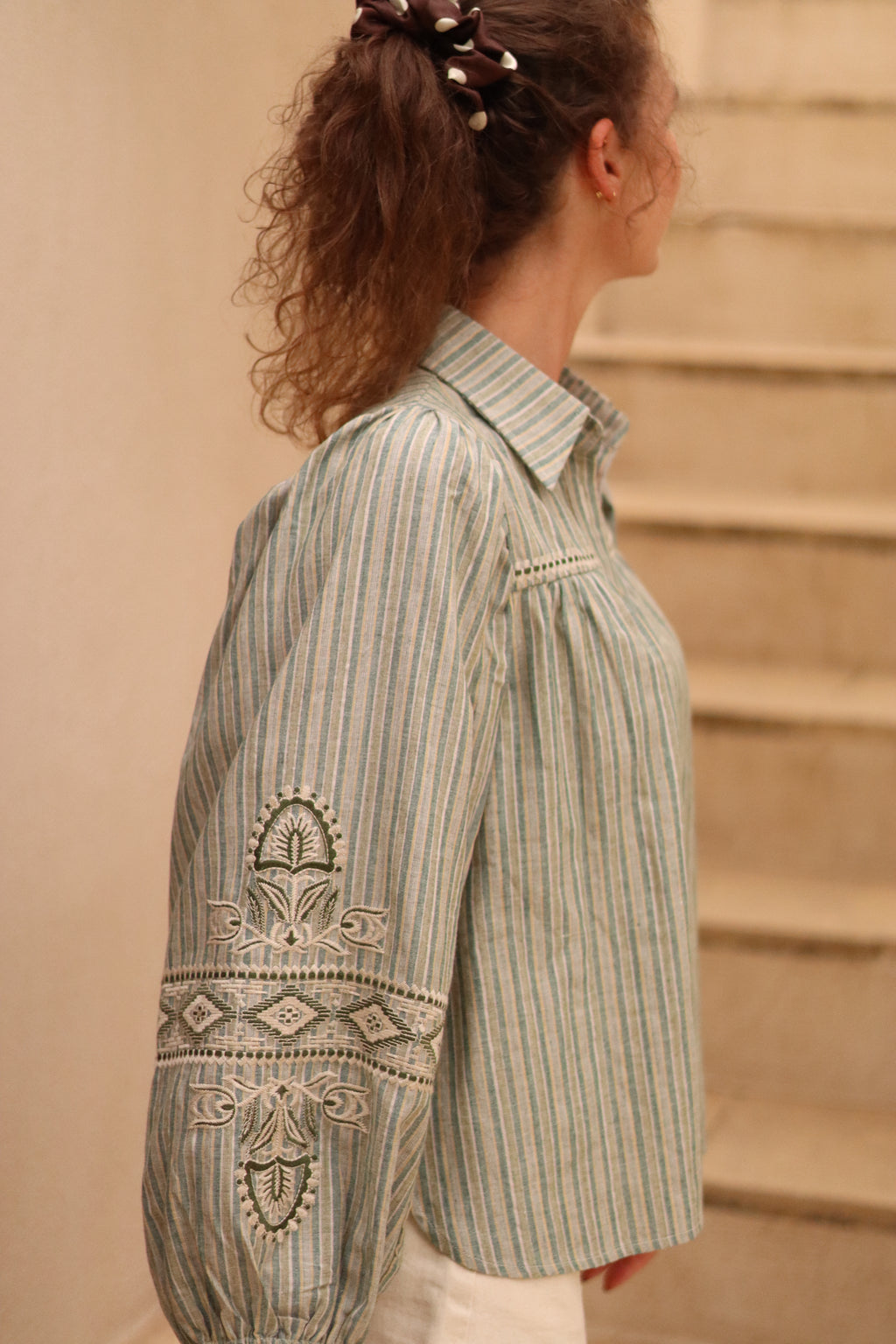 Chemise YAFFA à rayures vertes