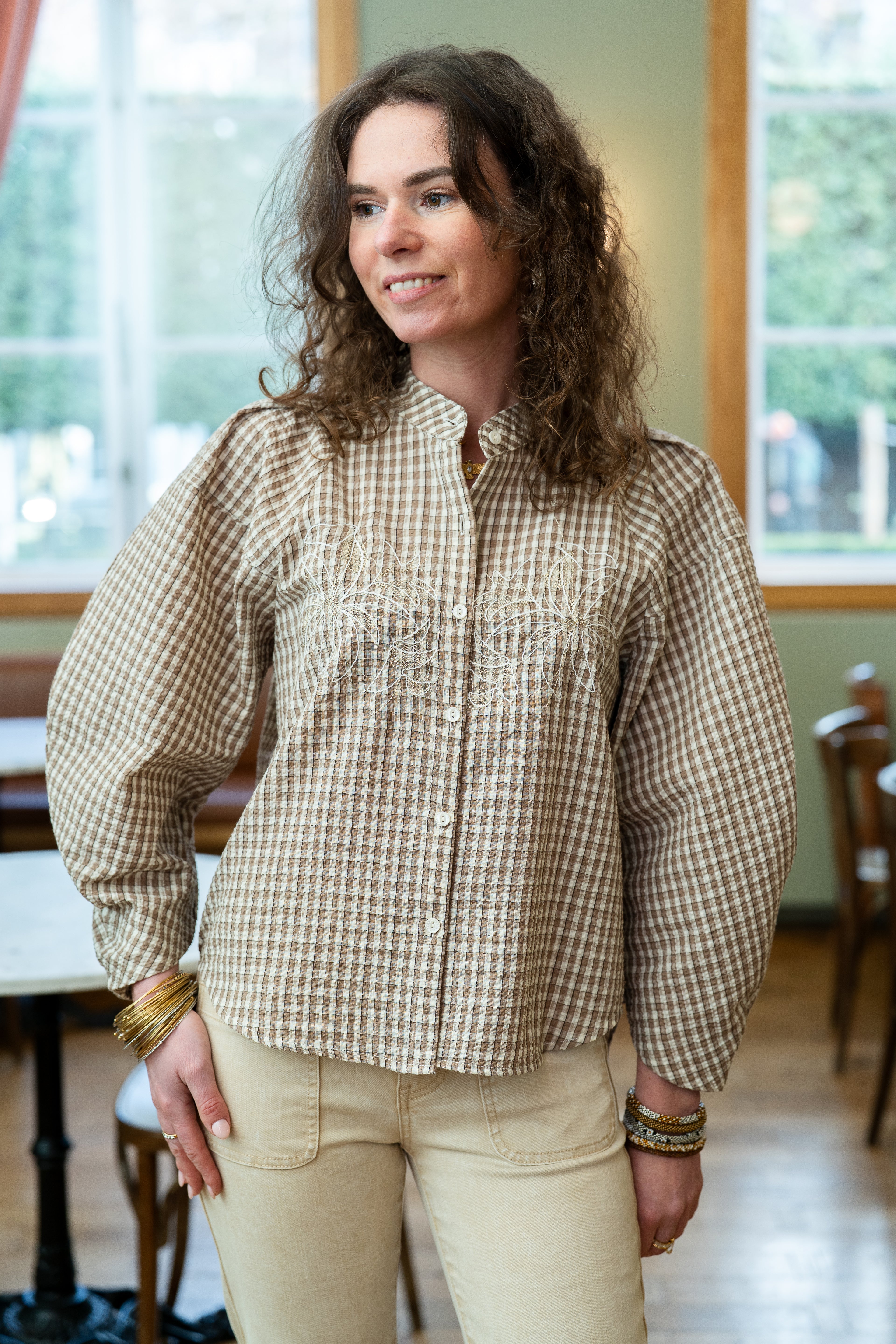 Chemise FANETTE vichy brodée