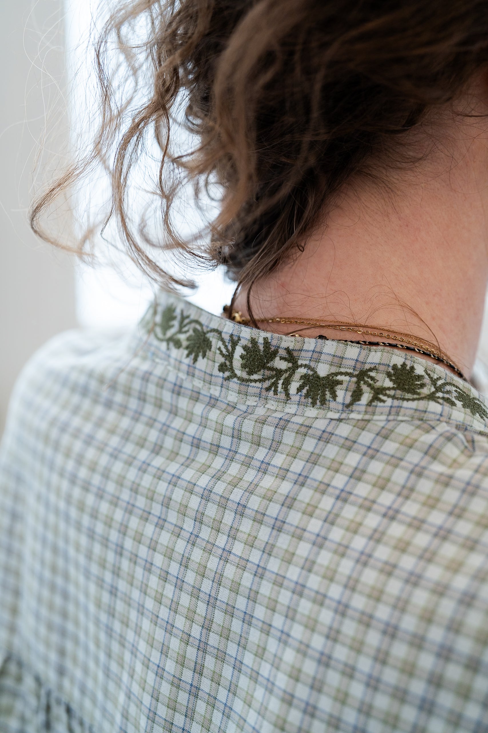 Blouse SARI à carreaux kaki