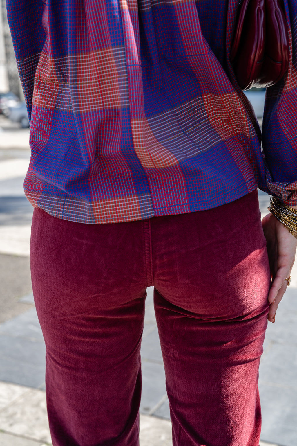 Pantalon SONNY bordeaux en velours