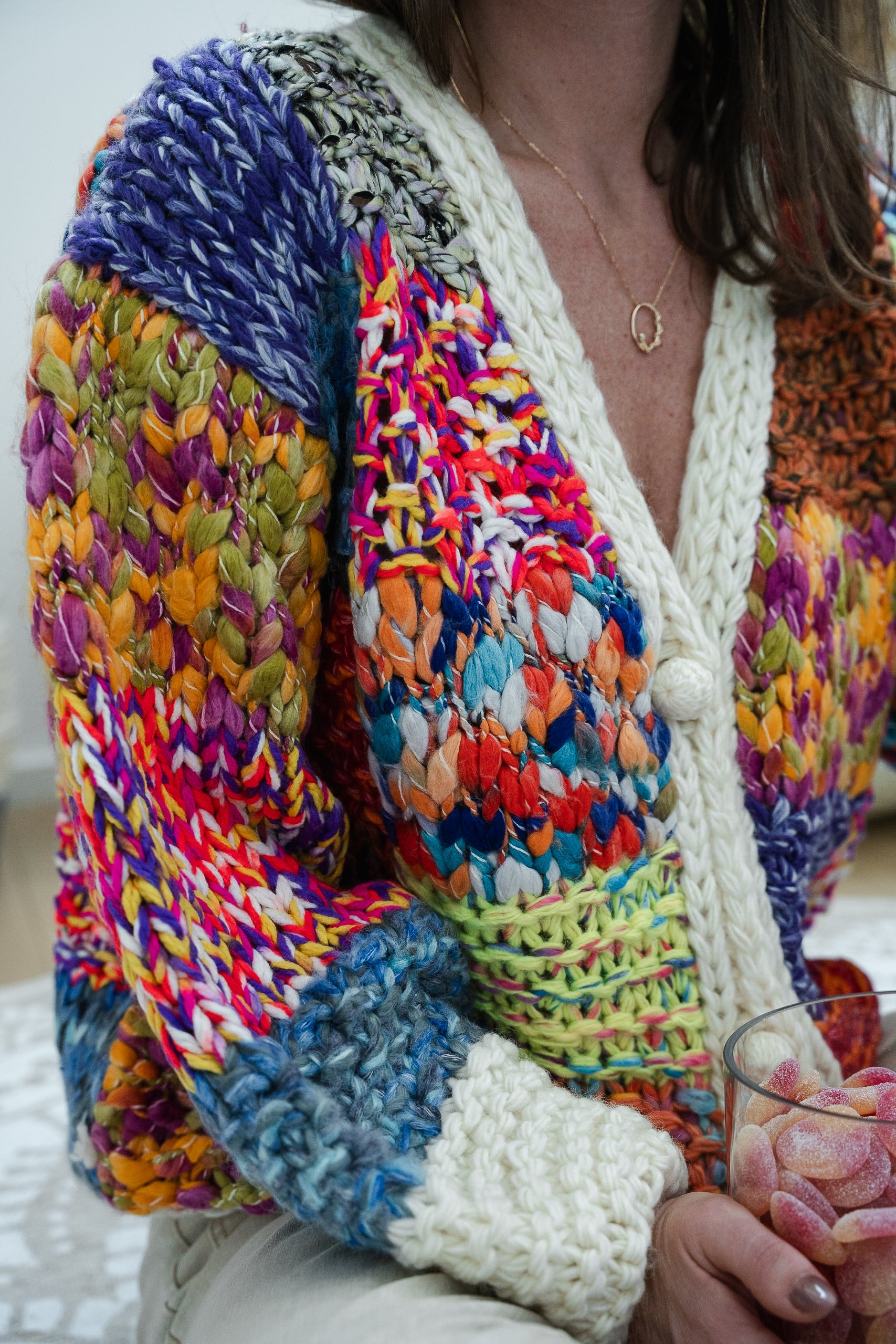 Cardigan ZORA patchwork multicolore