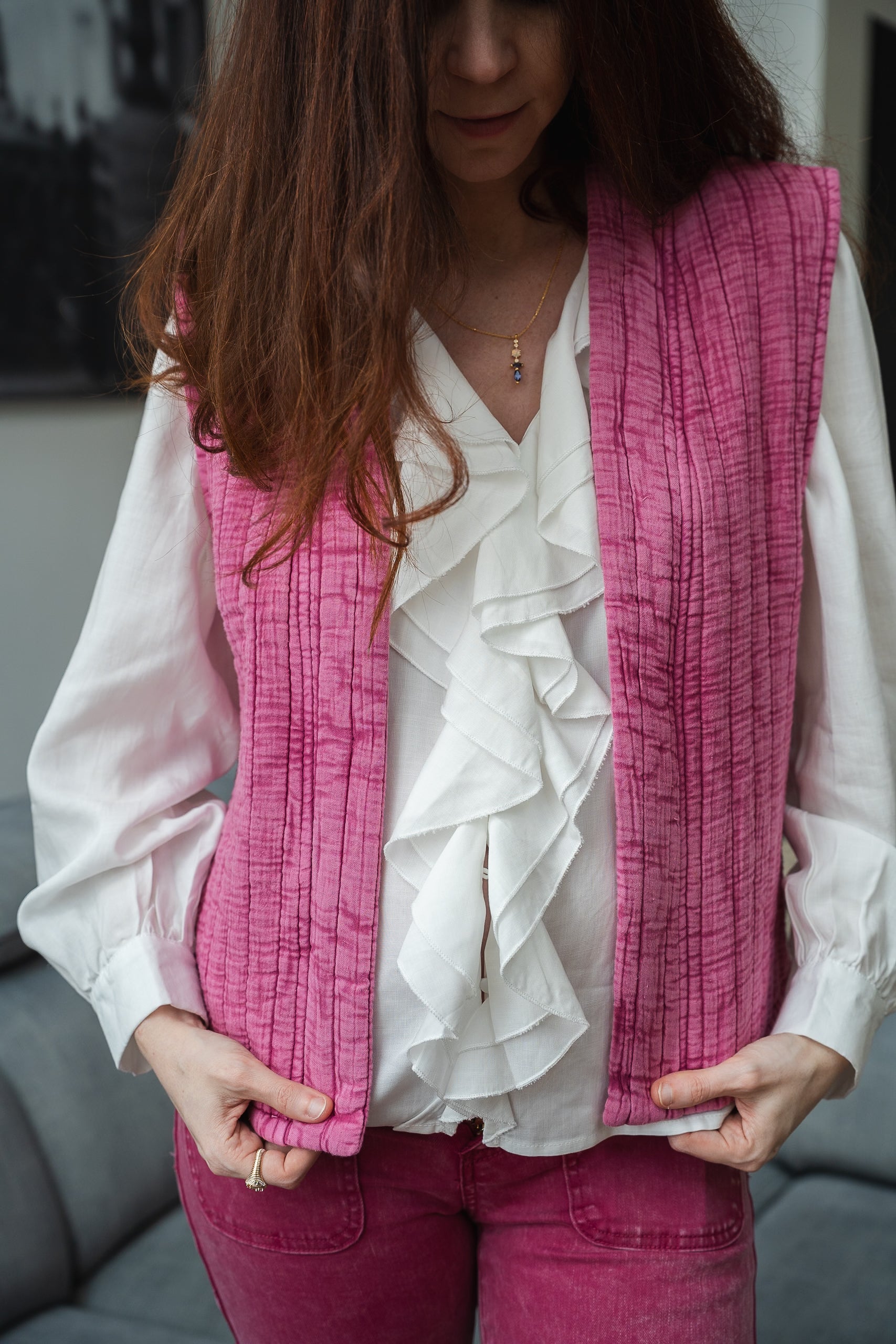 Gilet sans manche VIVIE framboise