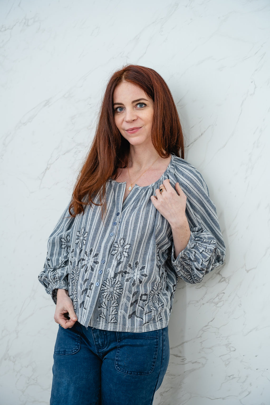 Blouse BLORA bleu marine