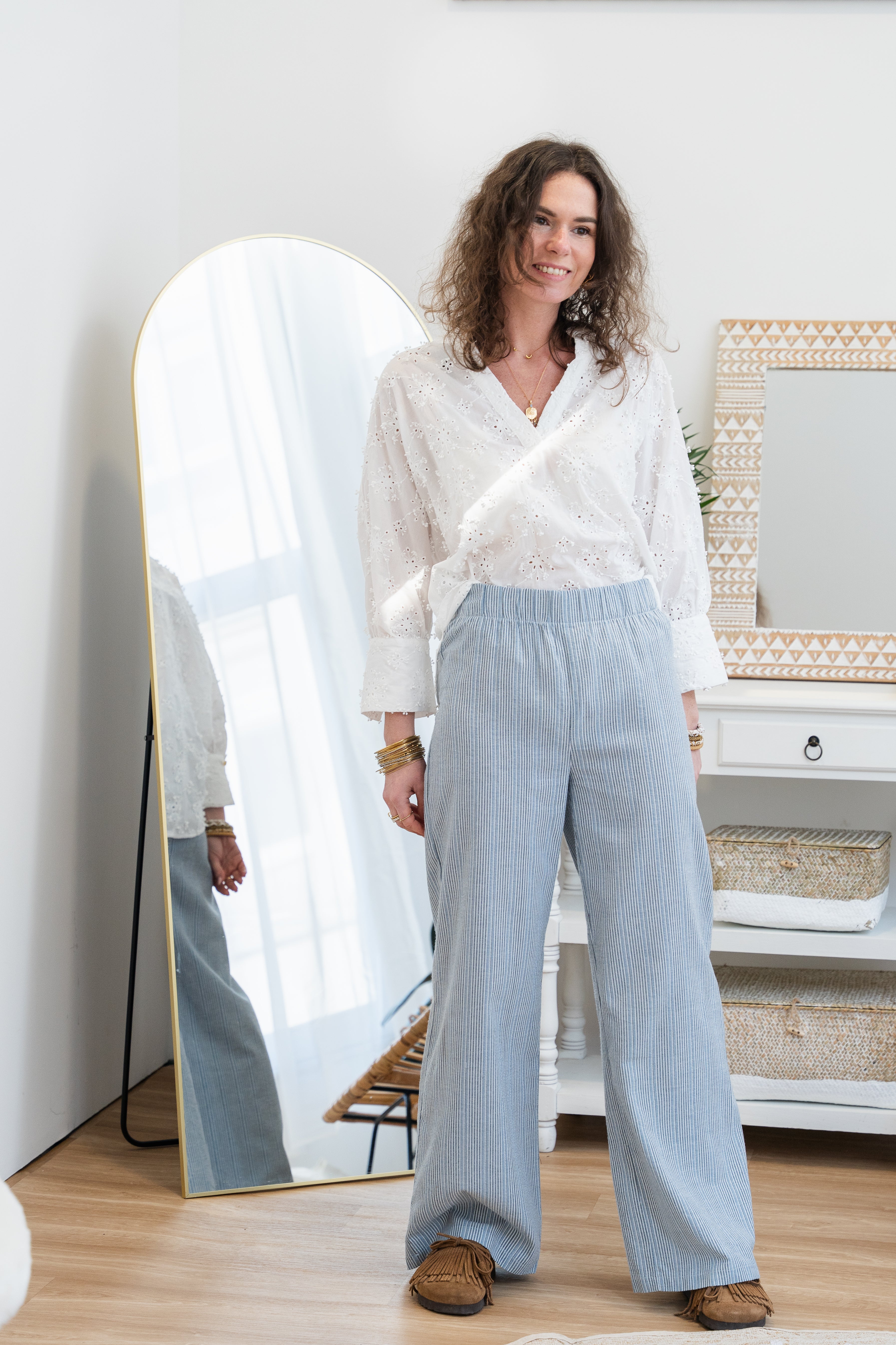 Pantalon COLA rayé bleu