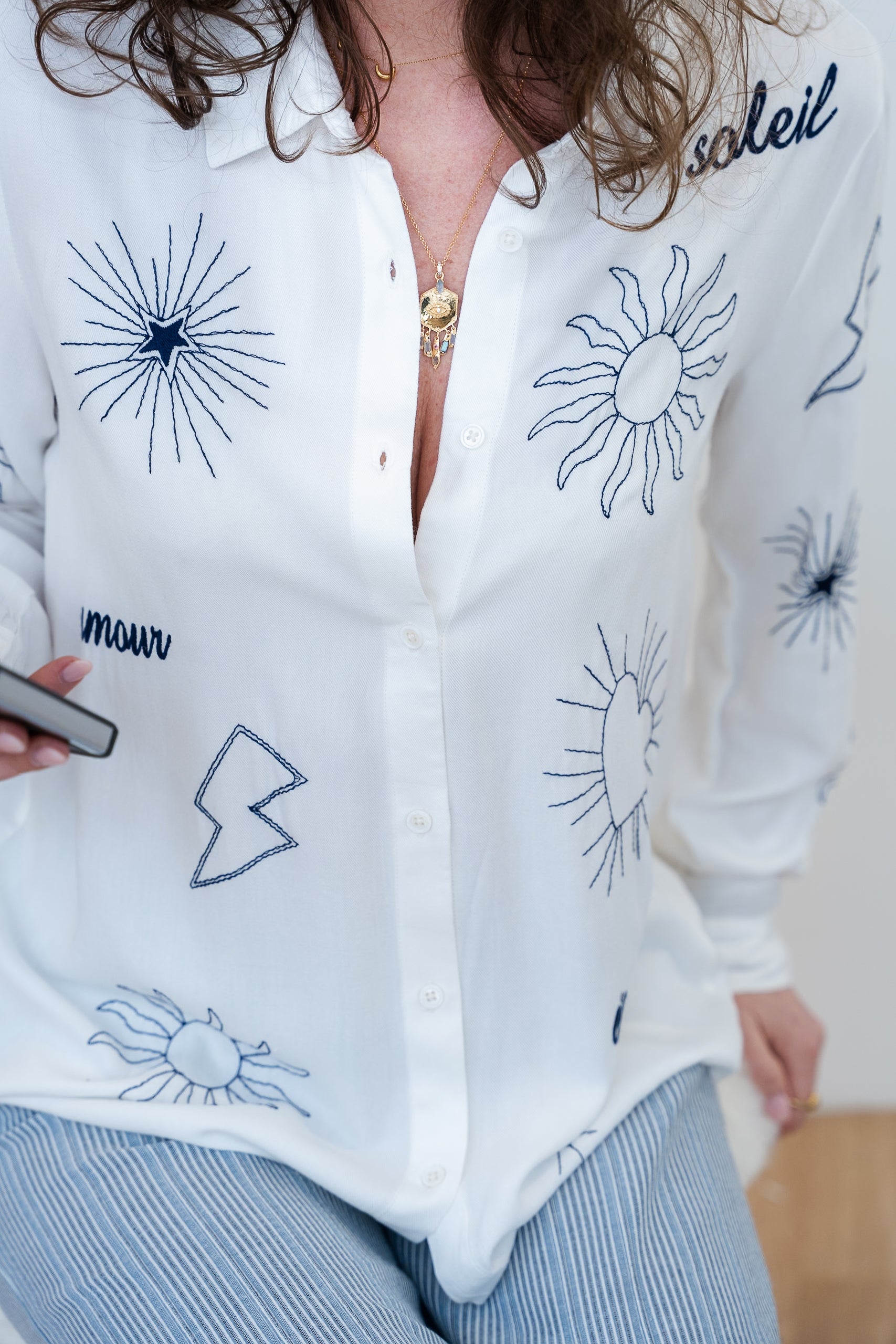 Chemise CHANIA blanche brodée