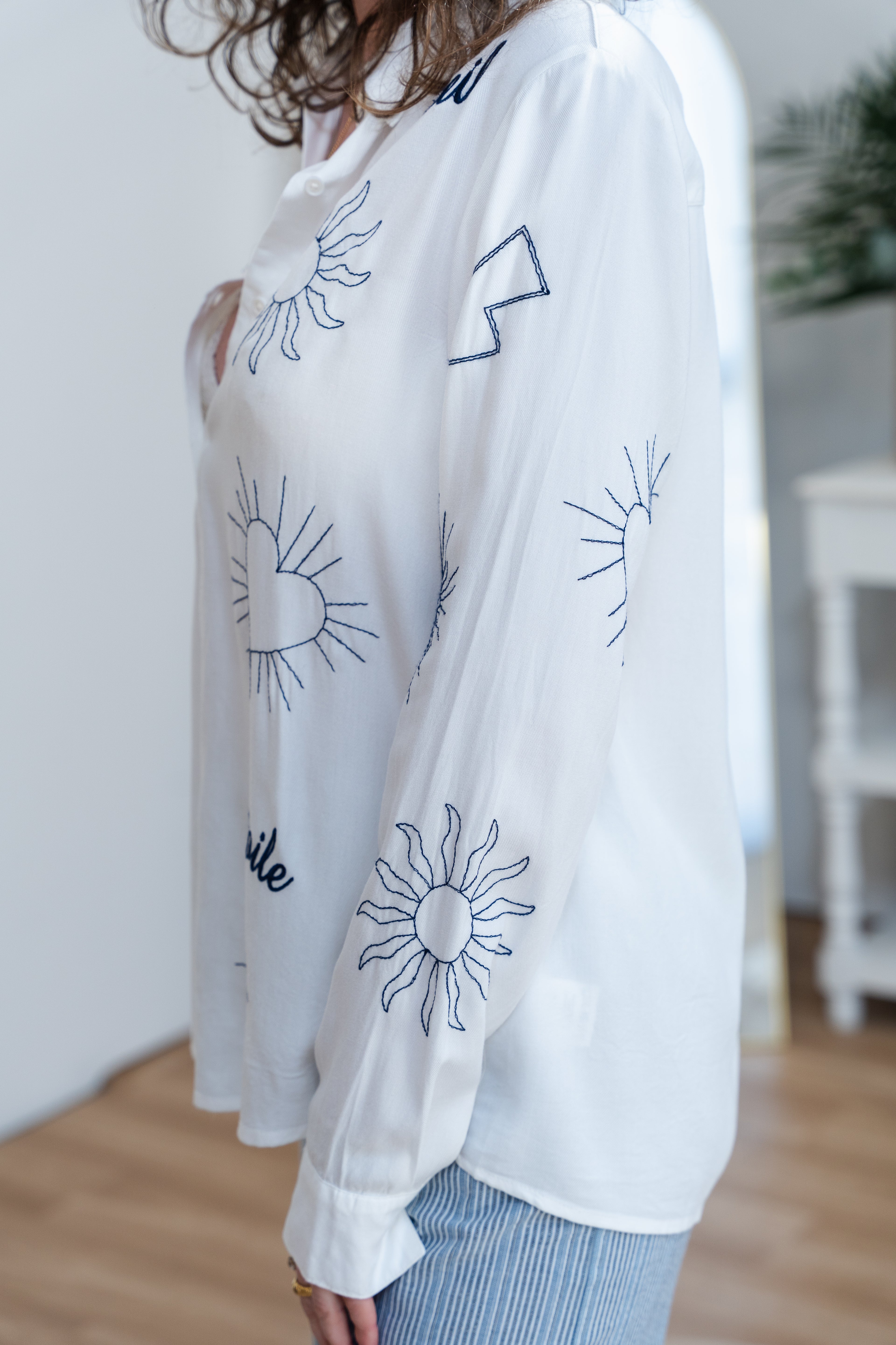 Chemise CHANIA blanche brodée