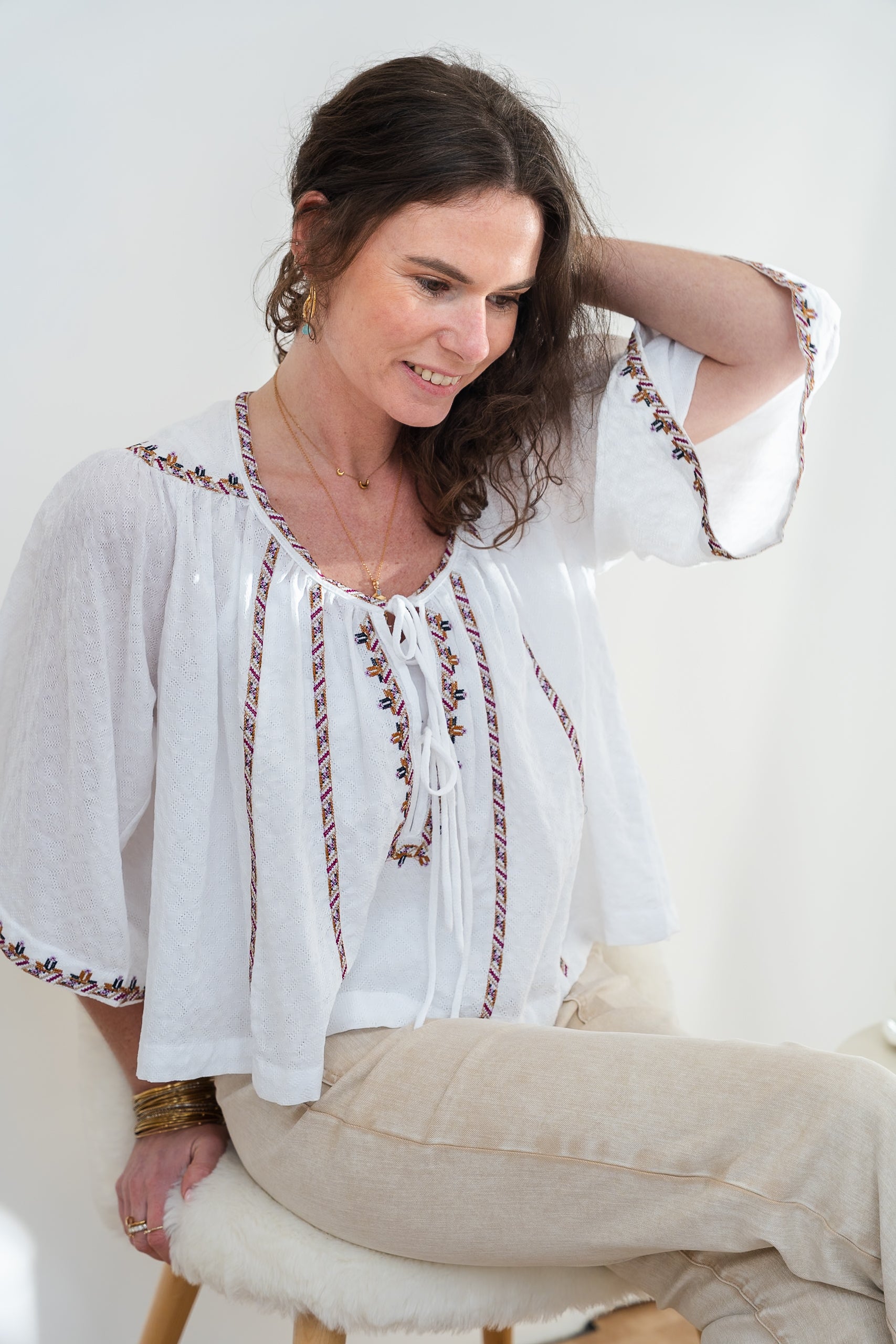 Blouse COLINE blanche brodée