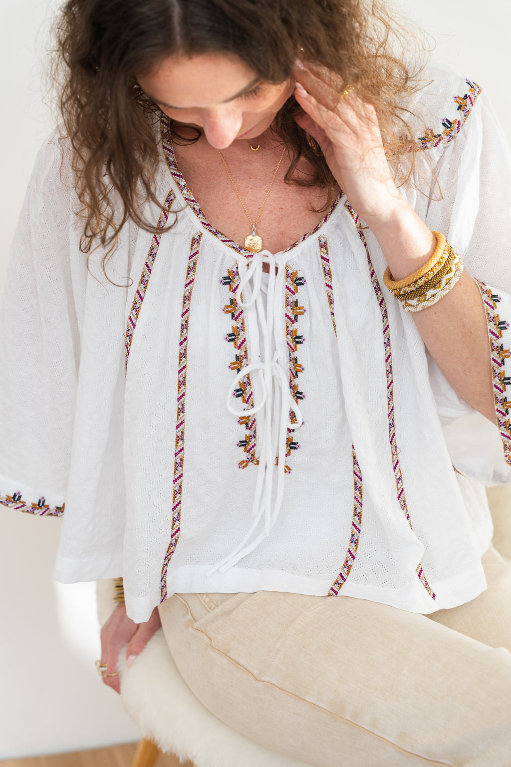 Blouse COLINE blanche brodée