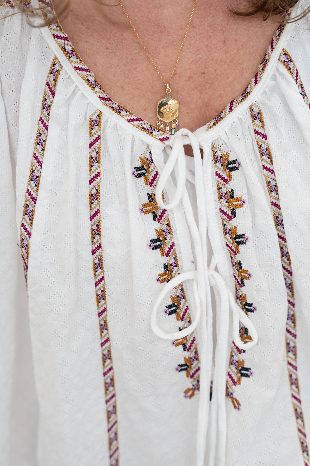 Blouse COLINE blanche brodée