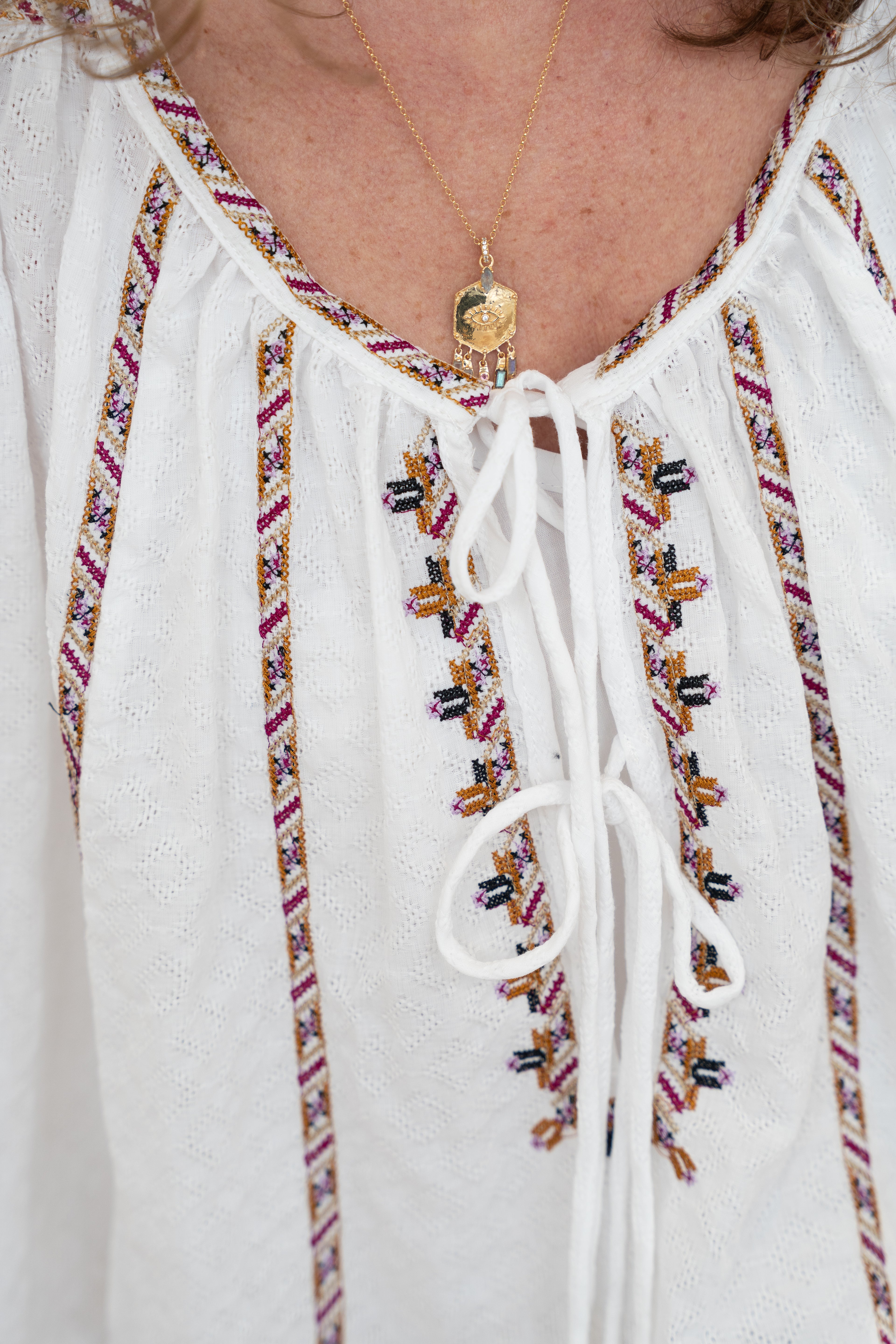 Blouse COLINE blanche brodée