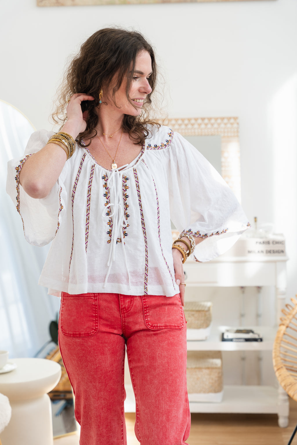 Blouse COLINE blanche brodée