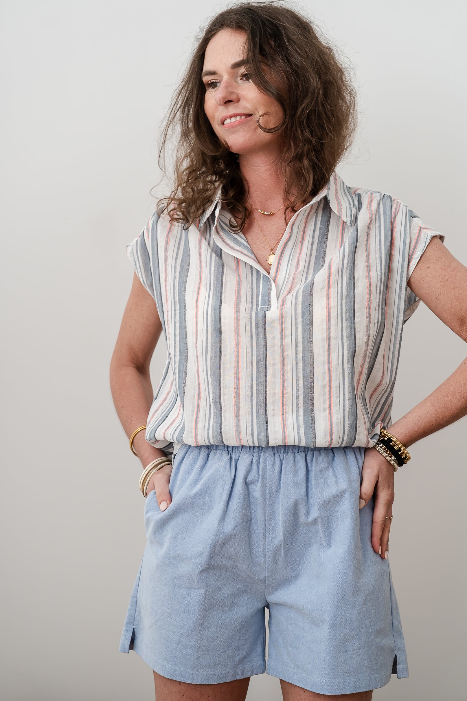 Blouse LYSIANE rayée bleu