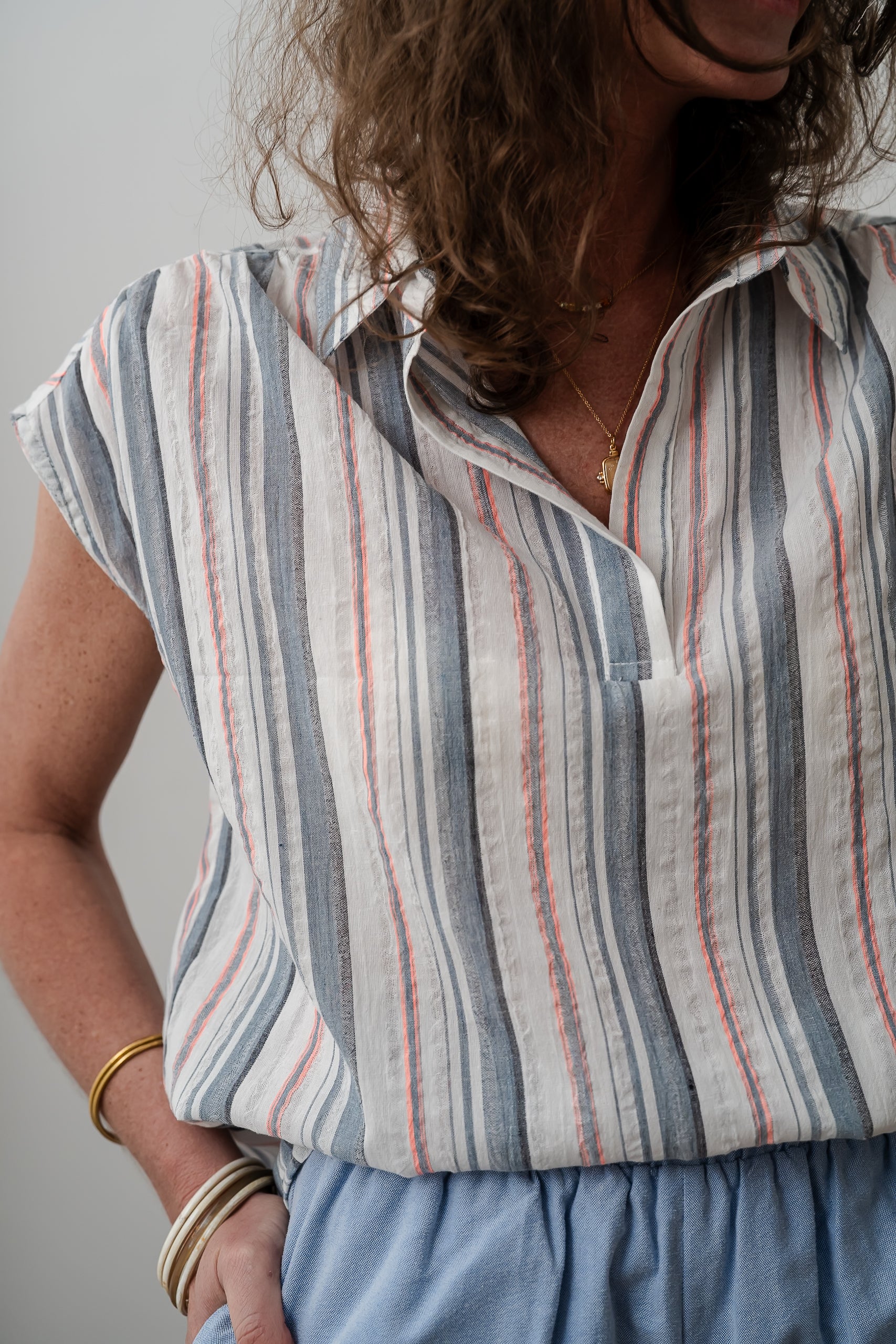 Blouse LYSIANE rayée bleu