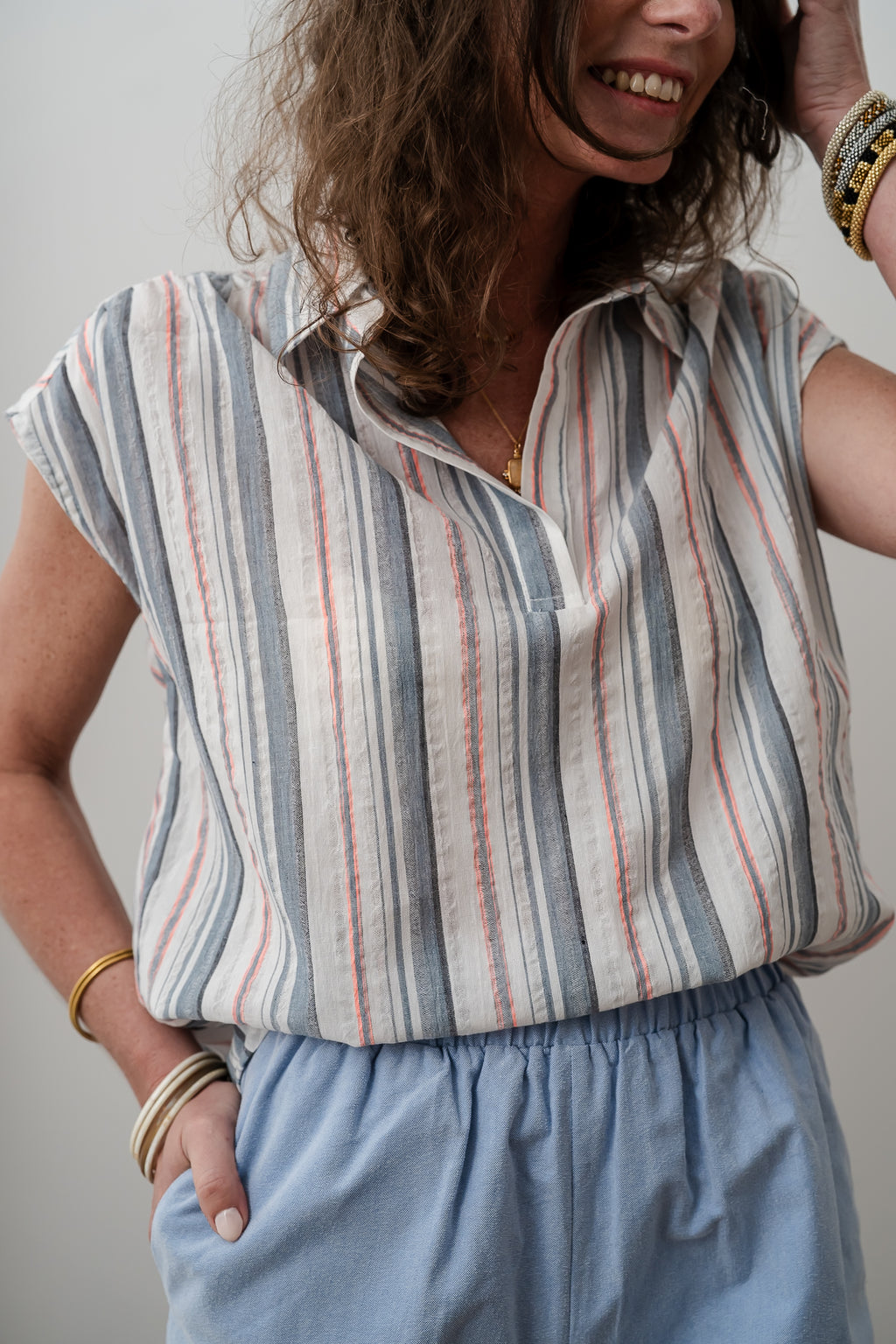 Blouse LYSIANE rayée bleu