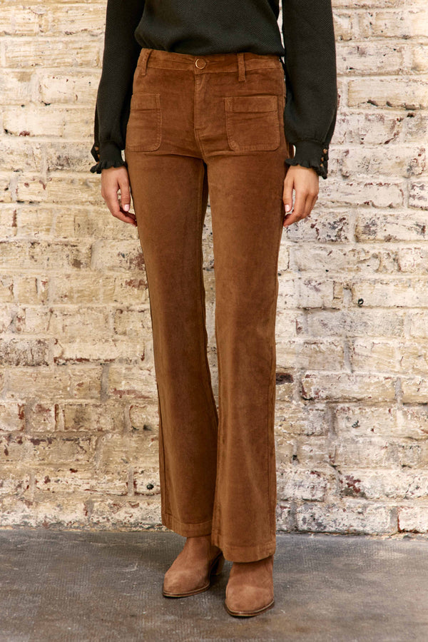 Pantalon SONNY en velours beige foncé