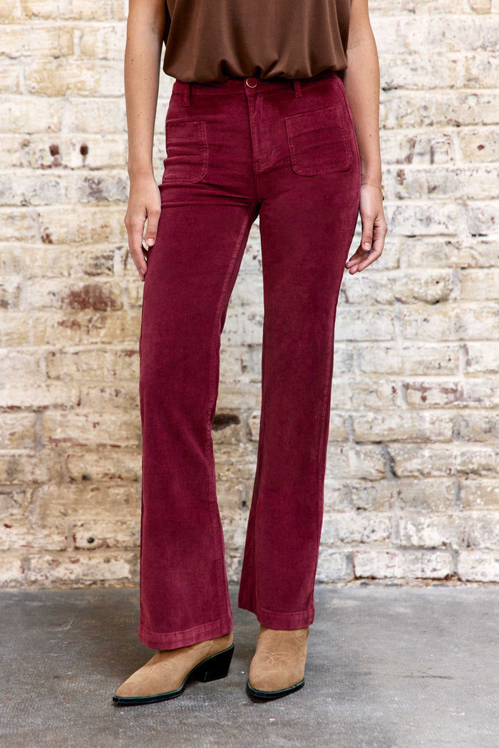 Pantalon SONNY en velours bordeaux