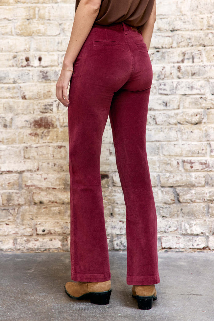 Pantalon SONNY en velours bordeaux
