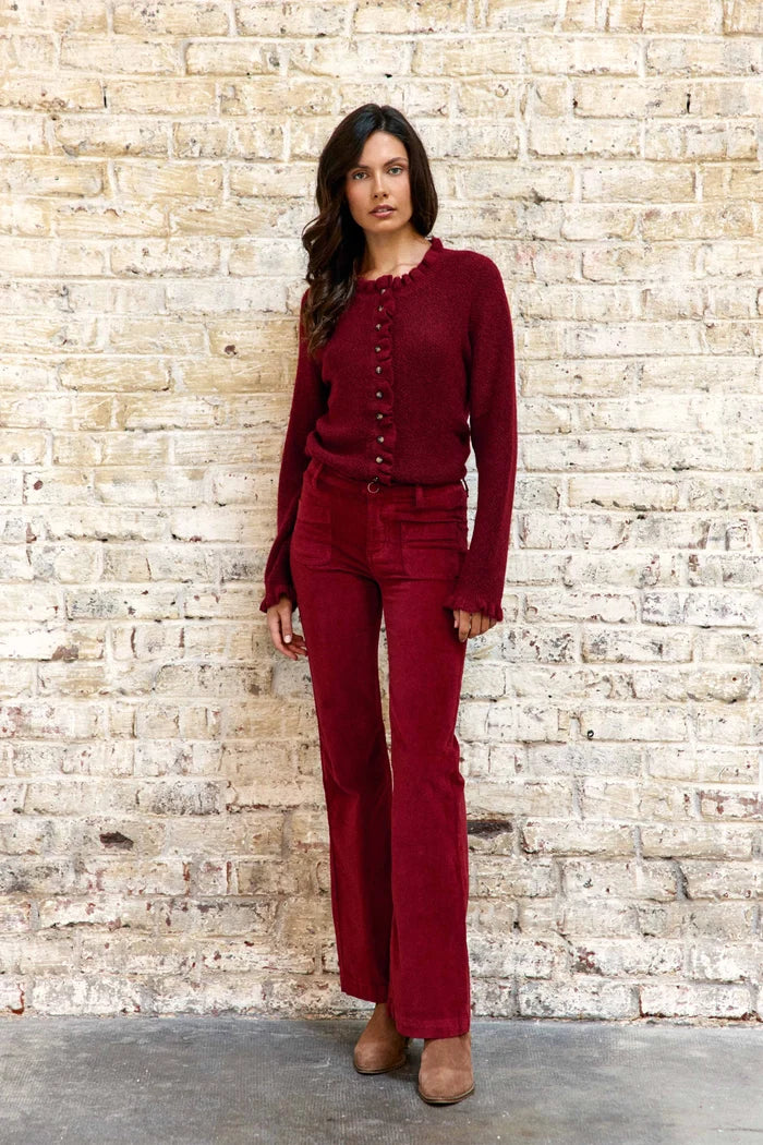 Pantalon SONNY en velours rouge brique