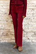 Pantalon SONNY en velours rouge brique