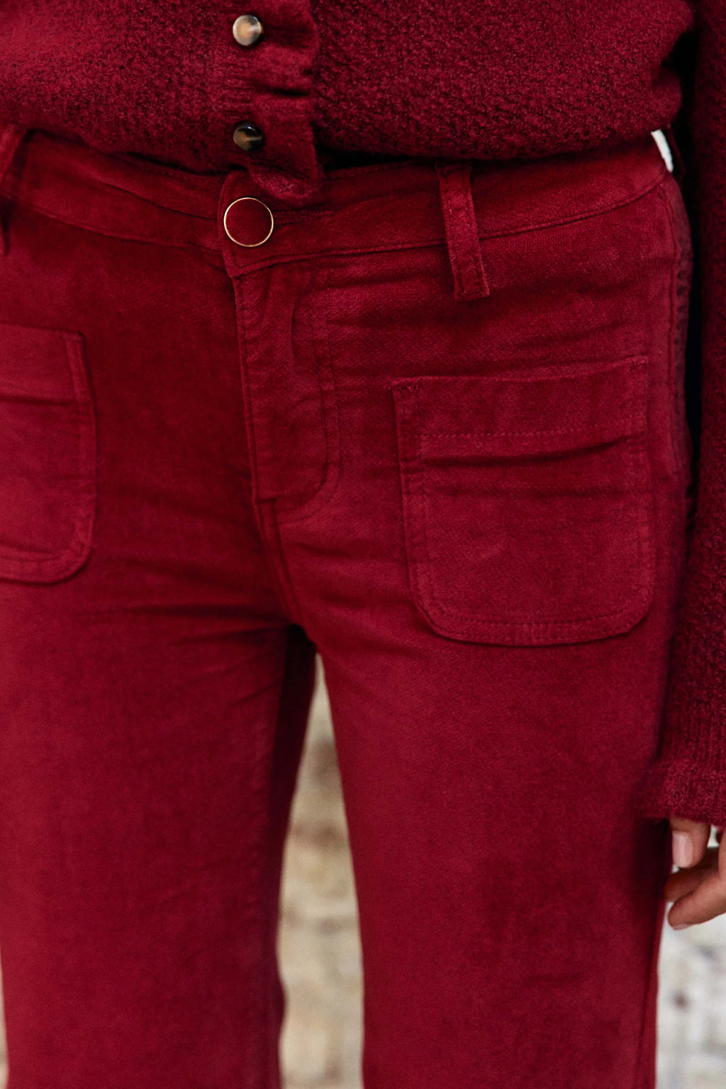 Pantalon SONNY en velours rouge brique