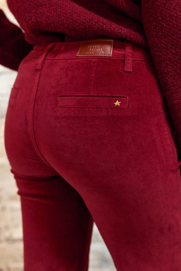 Pantalon SONNY en velours rouge brique
