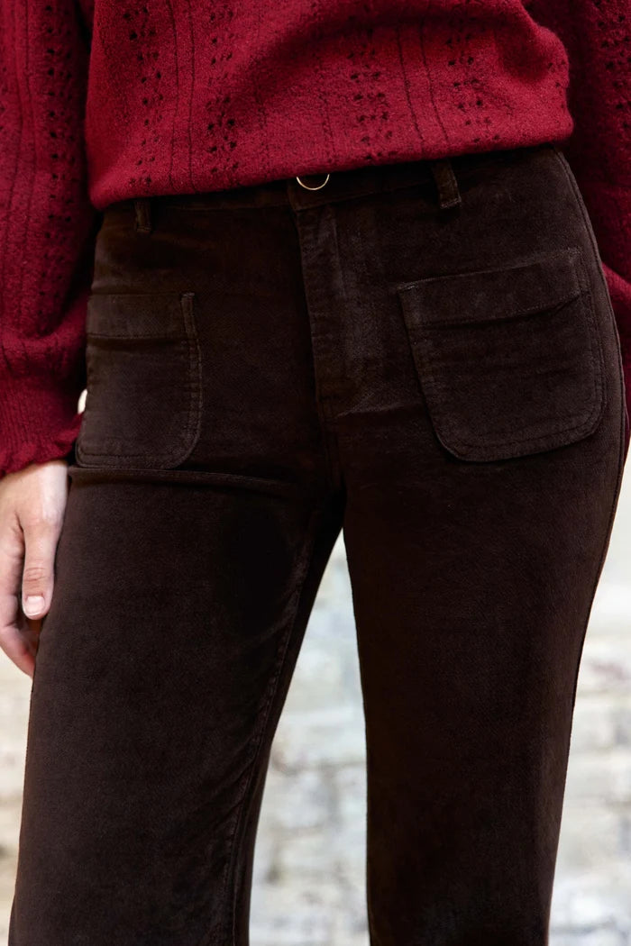 Pantalon SONNY en velours marron