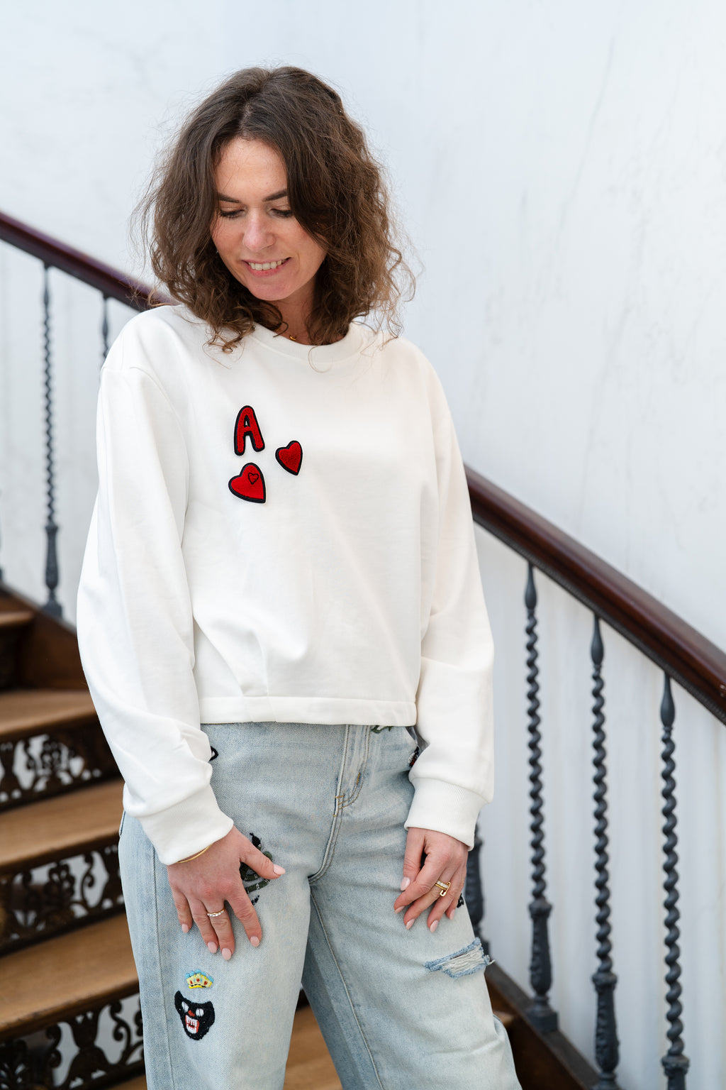 Sweat TAIO blanc à broches amovibles