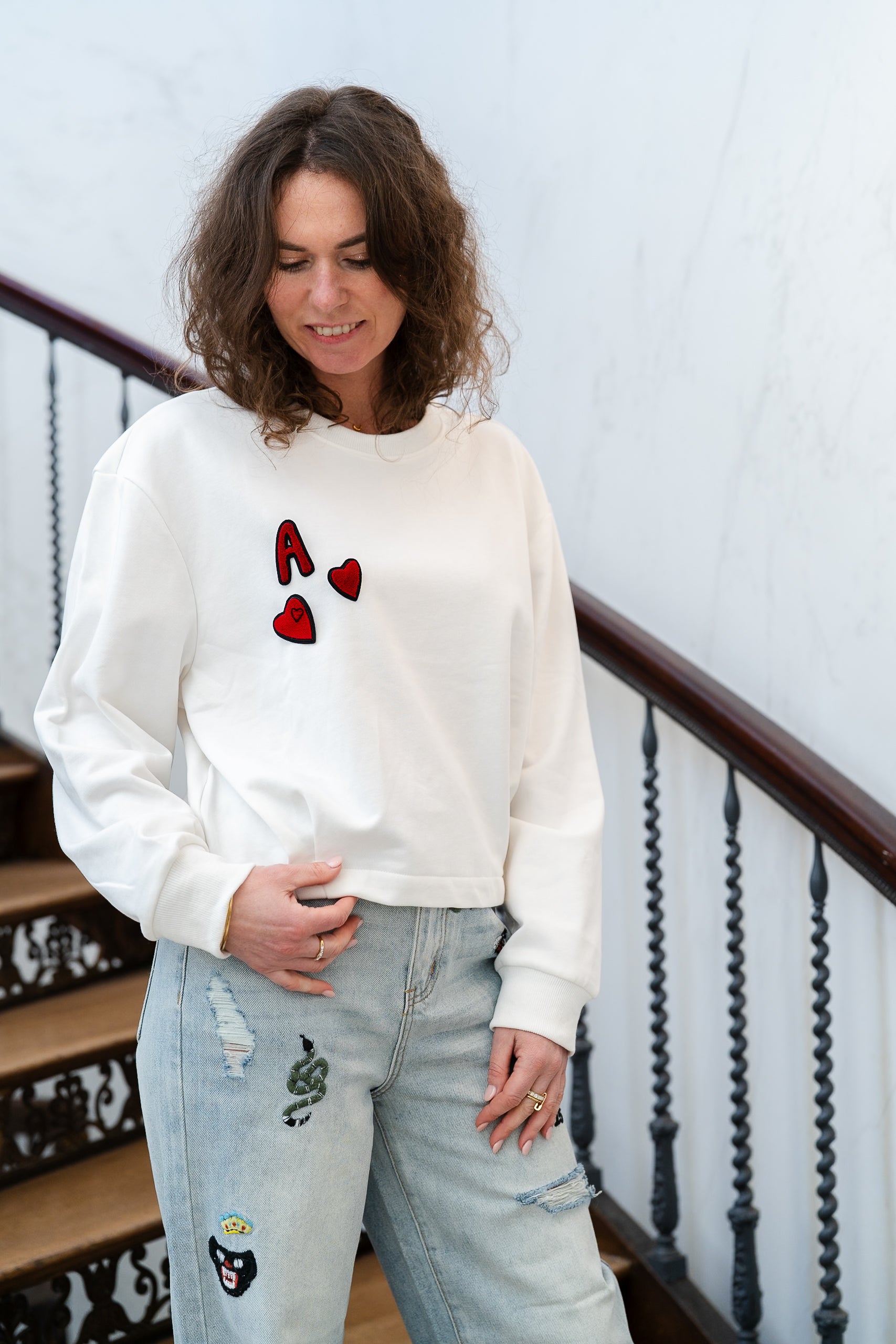 Sweat TAIO blanc à broches amovibles