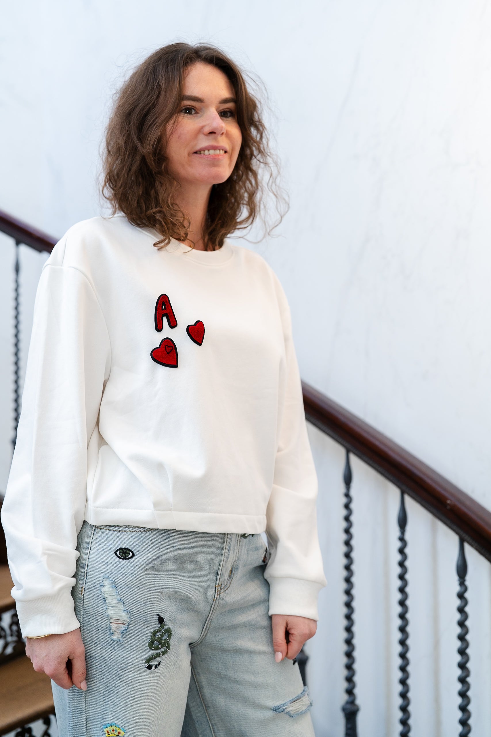 Sweat TAIO blanc à broches amovibles